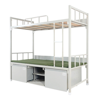 Lit superposé moderne pour école, structure en fer épaissie, design double étage, lit simple, armoire interne en acier, bureau d'étude, chaise