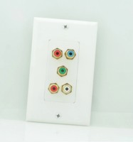 Plaque murale décorative AV taille US standard, 5 ports RCA femelles, coupleur fabriqué en Chine, insert de port combiné, matériau ABS, blanc, pour usage intérieur