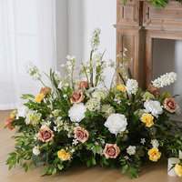 Tendance 2026 : Rangées de fleurs artificielles en soie blanc et terre cuite de 100 cm pour décorations de sol et allées de mariage, bouquet de fleurs