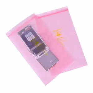 帯電防止保護Ldpeピンクジップロックビニール袋EsdPe真空包装静的シールドバッグ