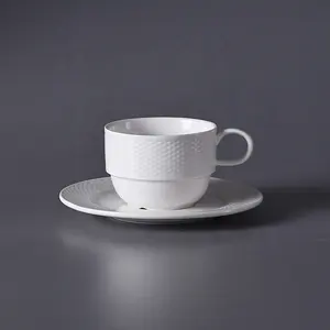 Tazza da Caffè in Ceramica PT con Piattino, Tazze da Caffè <span class=keywords><strong>Bianche</strong></span> per Catering, Ciotola per Zuppa, Tazza in Ceramica - Product Image 1