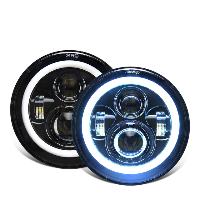 7 Inch LED Headlights RGB Angel Eyes with RGB Turn Signal Light 7INCH DRL Smartphone APP Control Built in Canbus LED Light Bulb