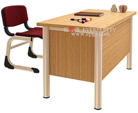 Meubles de bureau pour appartement, bureau d'enseignant moderne pliable et mobile en métal, ensemble de chaises avec 2 tiroirs