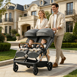 Poussette double pliable compacte de sécurité pour bébés et nourrissons, landau de voyage pour nouveau-nés, poussette jumelle pour bébés, vente en gros - Product Image 1