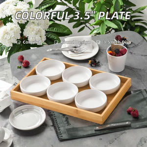 Assiette de service moderne en céramique et bois, motif végétal écologique sous glaçure, 3,5 pouces, idéale pour les cadeaux (vente en gros) - Product Image 2