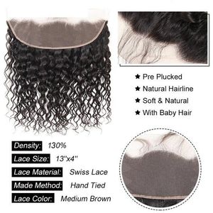 Peluca de Cabello Humano con Ondas de Agua, Encaje Frontal HD 13x4, Cabello Virgen Crudo con Cutícula Alineada, Cabello de Bebé, Tejido a Mano, 8-20 Pulgadas para Mujer - Product Image 2