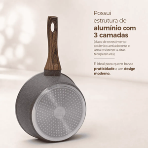 Ollas y Sartenes de Alta Calidad con Asas de Madera Suaves al Tacto, Cerámica Gris Antiadherente, Juego de Utensilios de Cocina de Aluminio Forjado - Product Image 5