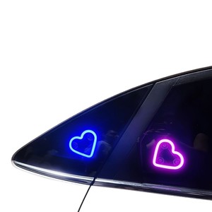 Luz ambiental para coche, luz LED de neón en forma de corazón para ventana de coche, instalación con ventosa, no requiere cableado - Product Image 2