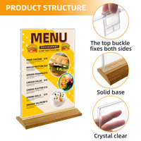 Présentoir en forme de T A4 à base de texture de bois pour l'affichage de menu de restaurant et les fournitures scolaires