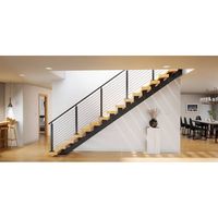 Escalier monopoutre préfabriqué moderne avec marches en bois pour usage résidentiel