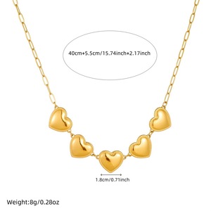 Stainless Steel Heart Shaped Gold Plated Chain Necklace For Women Gift Jewelry - Product Image 4