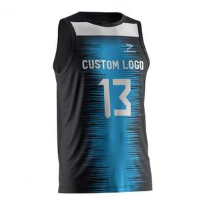 Uniforme de Voleibol de Alta Calidad con Impresión de Secado Rápido, Diseña Tu Propio Logotipo, Uniforme Masculino Negro y Azul - Product Image 3