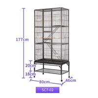 Cage à oiseaux en métal à vente chaude avec plateau en plastique et base en fonte, cage d'élevage multifonctionnelle pour grands perroquets