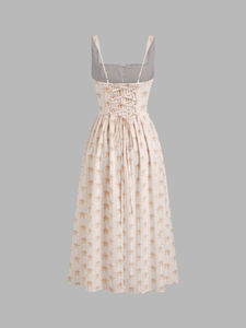 Vestido de Verano de Tirantes Finos con Estampado Floral para Mujer, Estilo Casual, Retro Francés, Cottagecore - Product Image 6