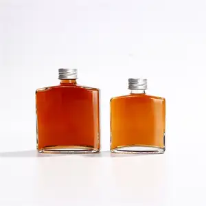 Latest Flat Hip Flask 200ml Glass Bottle With Screw Lid For Clear Glass Whisky Bottle