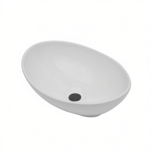 Lavabo Ovalado de Cerámica Blanca de 15.7x13 Pulgadas, Elegante Lavabo para Baño - Product Image 1