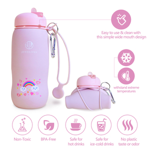Nueva Botella de Agua de Silicona Plegable con Logotipo Personalizado, 100% de Grado Alimenticio, Libre de BPA, Reutilizable, Linda, para Niños, para la Escuela - Product Image 3