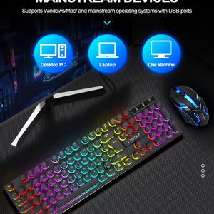 คีย์บอร์ดสำหรับเล่นเกมไฟแบคไลท์สีรุ้งแบบ USB 104ปุ่มสำหรับอุปกรณ์คอมพิวเตอร์อื่นๆ - Product Image 6