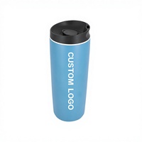 Tasses minimalistes personnalisées avec logo laser 22oz, couvercle anti-fuite bleu, double paroi isolée sous vide en acier inoxydable sans BPA, pour les fêtes