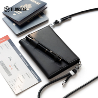 TILONSTAR TPW106 Portefeuille de voyage à sangle réglable Porte-passeport en cuir RFID pour passeport et porte-billet