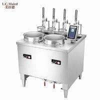 Cuisinière à nouilles à 4 brûleurs avec commande tactile, 2 marmites à soupe, cuisinière électrique commerciale pour la restauration