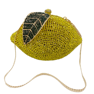 Bolso de Mano Tipo Clutch con Forma de Limón y Diamantes de Imitación para Mujer, Cierre Magnético, Capacidad de 1-1.9L, Cadenas de Alta Calidad - Product Image 1