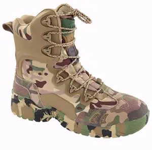 Maßgefertigte Herren Taktische Kampfstiefel, Schwarze Wasserdichte Leder-Delta-Knöchelschuhe, Tarnmuster Canvas Kletterschuhe für Outdoor-Wanderungen im Sommer - Product Image 1