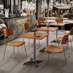 Muebles Comerciales de Estilo Retro para Hostales Juveniles, Mesa y Sillas de Madera con Patas de Acero Inoxidable, Muebles Comerciales para Bares y Restaurantes - Product Image 2