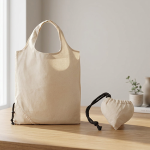 Bolsa de Compras Plegable con Forma de Corazón, Compacta y Reutilizable, con Logotipo Personalizado, Fácil de Transportar, Diseño Plegable Ideal para Viajes - Product Image 1