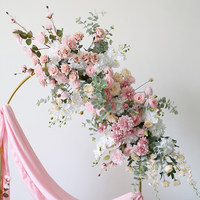 Décor floral artificiel rose en soie pour arche de mariage, guirlande murale, centre de table allée et studio de diffusion en direct