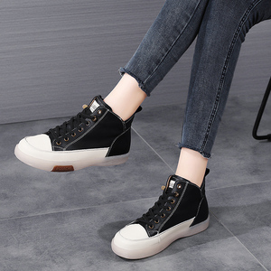 Nuevos zapatos gruesos de cuero de vaca Real personalizados con logotipo Marca Aumento de altura para mujeres Cordones Plataforma interior <span class=keywords><strong>Zapatillas</strong></span> de deporte para niñas - Product Image 6