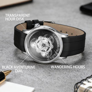 นาฬิกาข้อมือ Miyota Automatic Wandering Hours หน้าปัดใสหมุนได้ ดีไซน์พิเศษ รับผลิตแบบ OEM พร้อมโลโก้สั่งทำ แบรนด์ส่วนตัว โรงงานผลิตนาฬิกาข้อมือ รุ่น SM1056 - Product Image 3