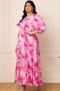 Robe élégante pleine longueur pour les occasions décontractées et formelles pour les femmes Robe longue fluide Boho avec robes imprimées traditionnelles - Product Image 5