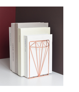 Wholesale Metal Wire Rose Gold Desktop House Shape Bookends Stopper Support Stand Holder Shelf <strong>Bookrack</strong> - Product Image 2