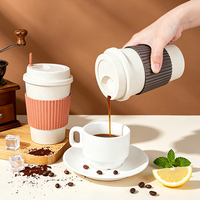 Mug de voyage écologique sans BPA, biodégradable, en paille de blé, avec couvercle, résistant à la chaleur, portable, réutilisable, tasse à café