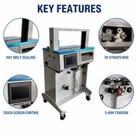 Machine à cerclage de papier OPP JY30V 29 mm de large, mobile, sur table haute, pour regroupement et cerclage, avec rouleau de 1000 m et scellage thermofusible efficace