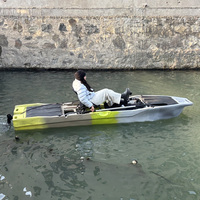 Kayak de pêche monoplace 12,5 pieds avec moteur électrique de propulsion par pédales, aileron et moteur de traîne, en plastique, certifié CE