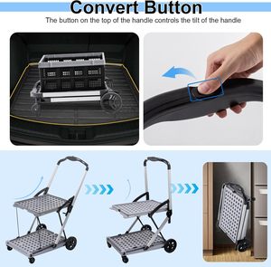 2-laags Inklapbare Winkelwagen Twee-Laags Vouwwagen Met Kratten, Meervoudig Gebruikswagen Verstelbare Draagbare <span class=keywords><strong>Trolley</strong></span> - Product Image 3