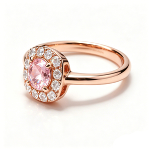 Rose Gold Morganite Engagement <b>Ring</b> Round Brilliant Cut Prong Setting Women's Romantic Style - Product Image 1