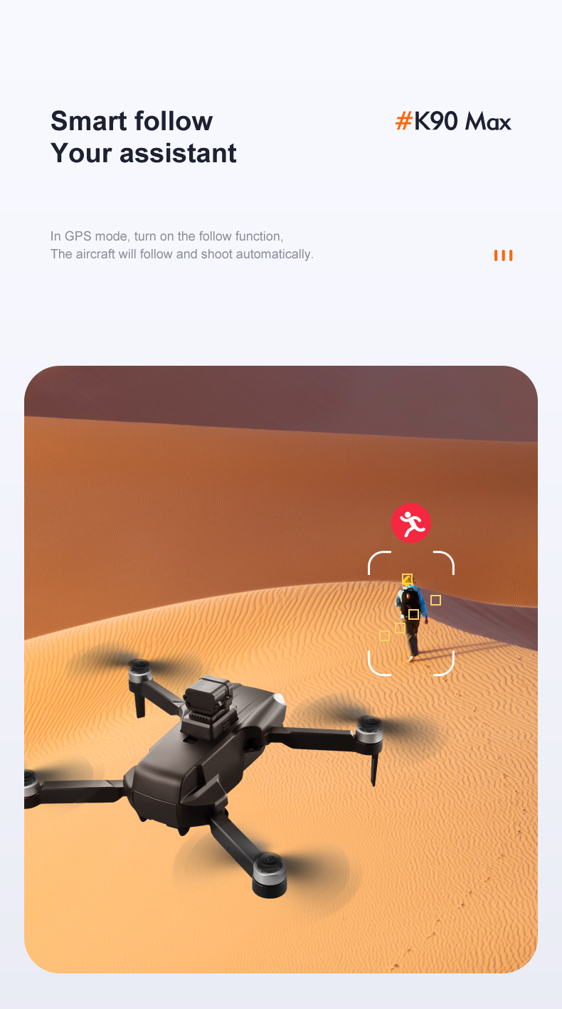 K90 Max drone, turn on the follow function, The aircraft will follow and shoot automatically .