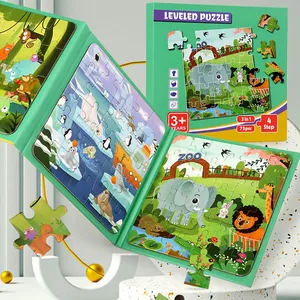 Mainan edukasi HOYE kerajinan balita, mainan pembelajaran pendidikan dini buku magnetik puzzle kayu