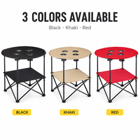 Table ronde pliante de camping en toile moderne, portable, petite, pour pique-nique, avec 4 porte-gobelets, mobilier d'extérieur