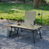 Profitez d'un ensemble de table et de chaises de pique-nique tactiques en alliage d'aluminium moderne - Table pliante légère et portable pour la cuisine et l'extérieur