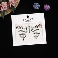 Autocollants de tatouage temporaire en cristal pour femme, bijoux corporels, strass adhésifs pour le visage, décoration rave pour fêtes et festivals, vente en gros