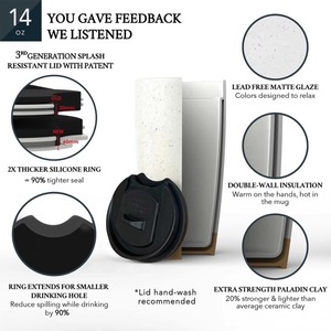 Tazza da Viaggio in Ceramica Personalizzata Riutilizzabile con Doppia Parete e Coperchio Isolante - Product Image 3