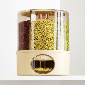 Rotatable 6-grid Food Safe Eco-Friendly Plastic Injection Molded Grain Dispenser Kitchen Storage <b>Container</b> Insect-proof - Product Image 4