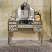 Ensemble de table de maquillage miroir de luxe italien, coiffeuse à baie vitrée de la chambre de princesse, coiffeuse italienne de style européen