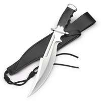 Couteau de survie robuste pour l'extérieur, en acier inoxydable, à lame intégrale, couteau de chasse avec étui en cuir pour le camping et les aventures