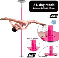 Barre de danse portable en acier poli rose statique, tube aérien amovible pour fitness et exercice, pour la maison, l'appartement, le club HM HM-594