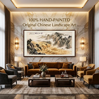 Peinture panoramique de luxe encadrée de la cascade du Fleuve Jaune, 367 cm, peinte à la main sur papier Xuan traditionnel chinois Shanshui